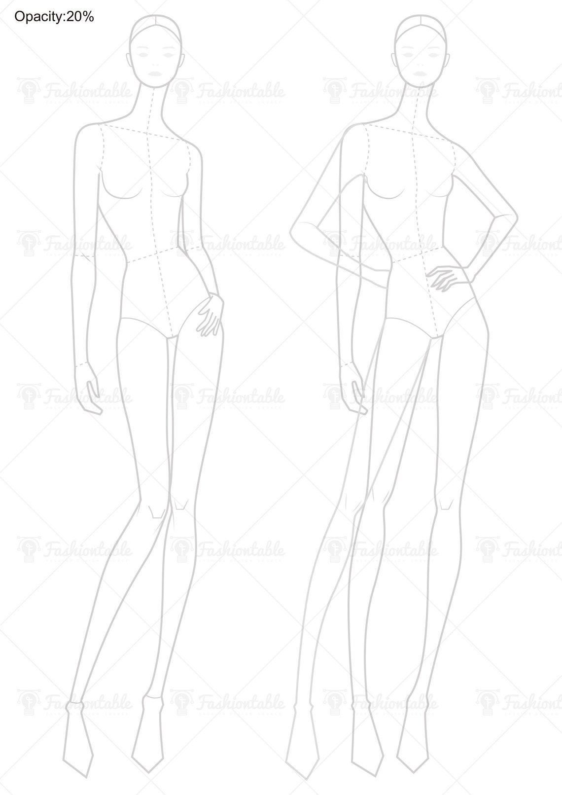 Female Fashion Croquis Template Etsy