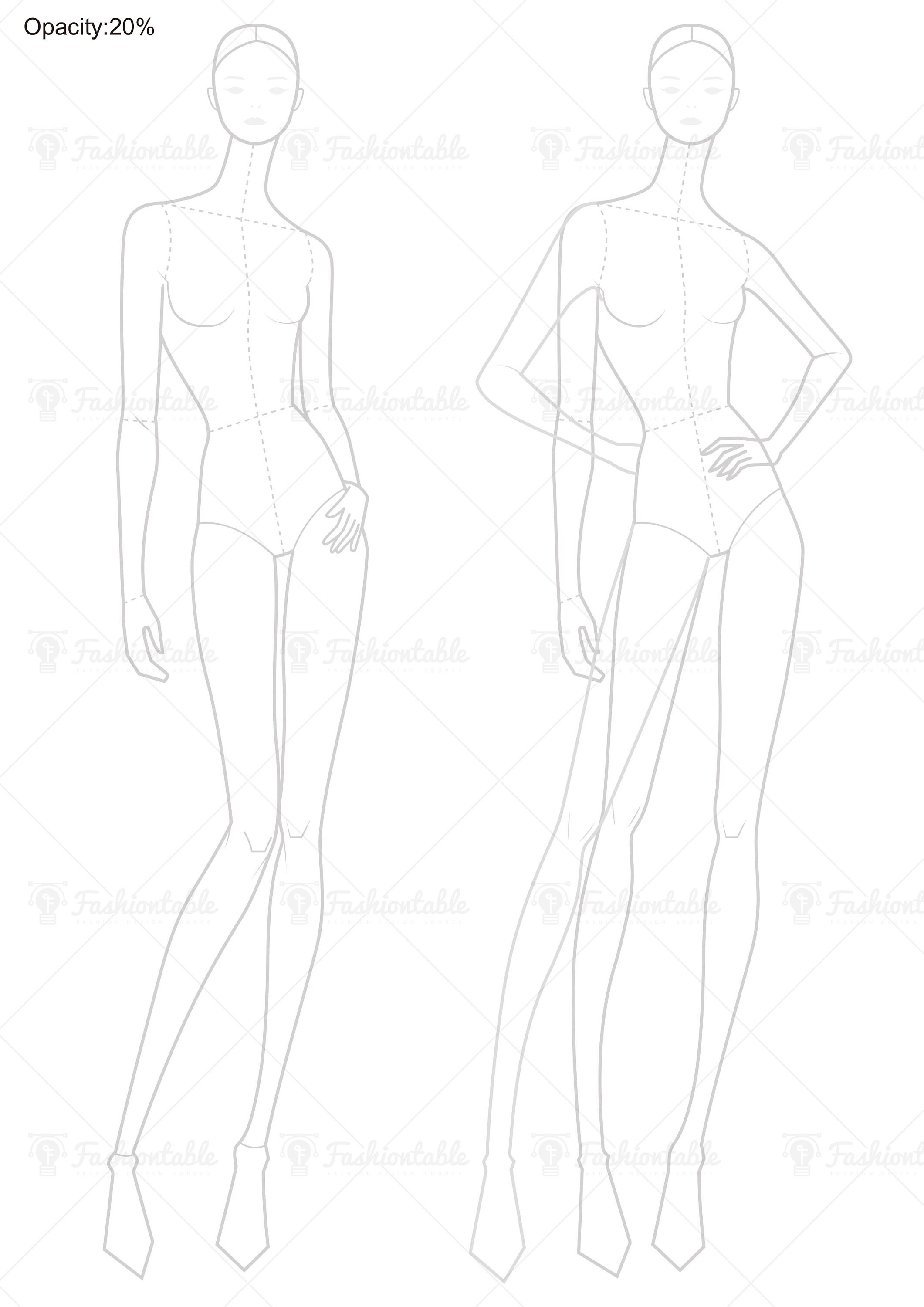Female Fashion Croquis Template Etsy