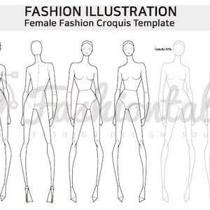 Female Fashion Croquis Template , 10head , Fashion Sketch, Fashion design drawing