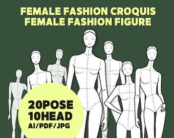 Female Fashion Croquis Template - SET 20 Poses