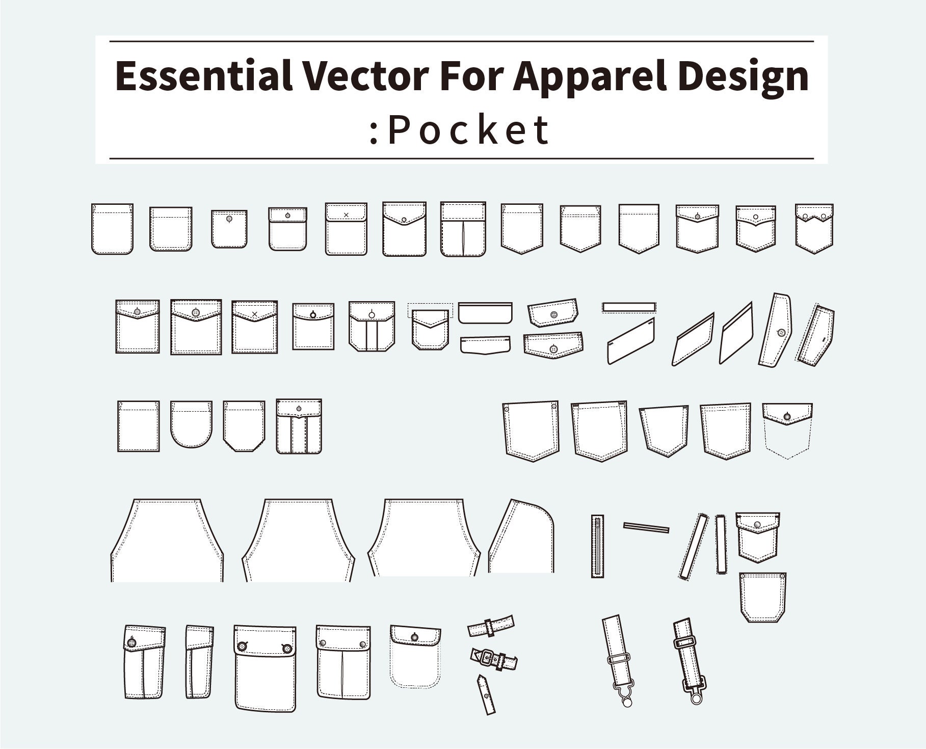 Fashion Template Essential Vector for Apparel Design pocket 