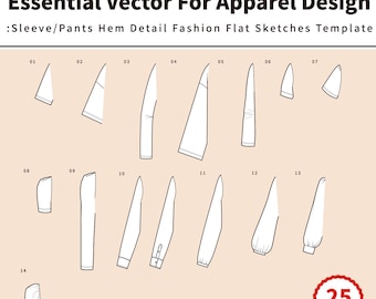 AI-Fashion Template Essential vector Sleeve & Pants Hem Design Detail