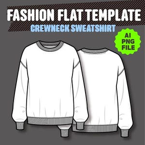 Crew neck Sweatshirt Fashion Flat Sketch Fashion Template