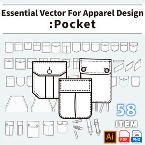AI-58 Pocket Vector Templates for Fashion Design in Adobe Illustrator