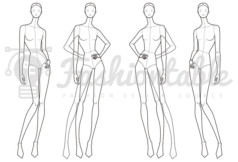 Female Fashion Croquis Template - Etsy