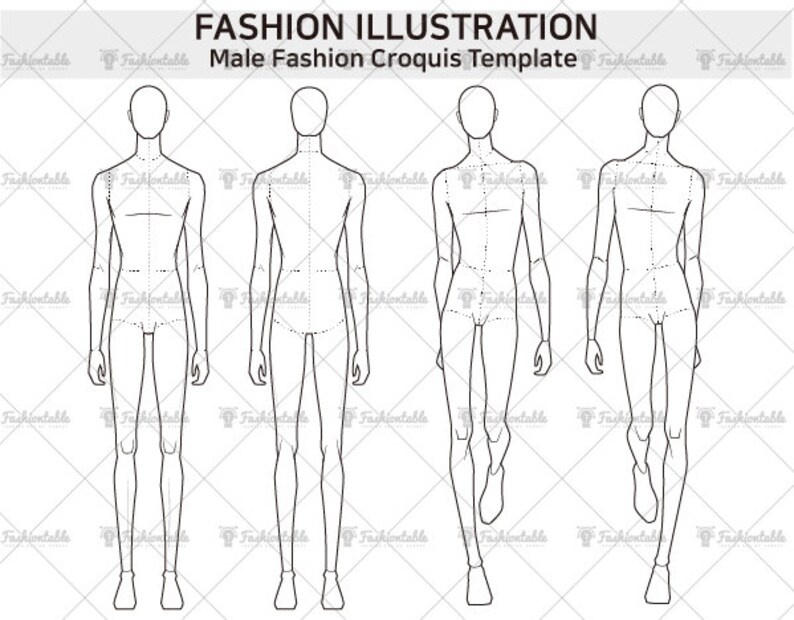 Male Fashion Croquis Template - Etsy