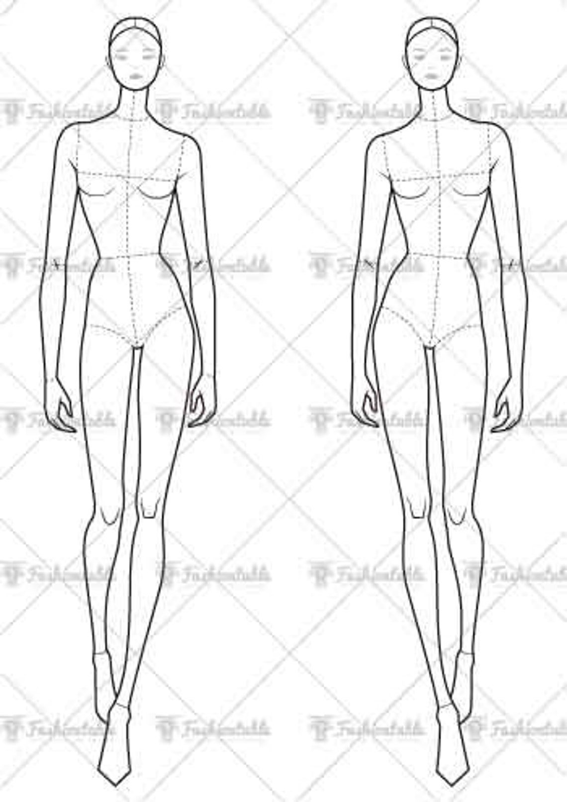 Female Fashion Croquis Templateupdate Etsy Singapore
