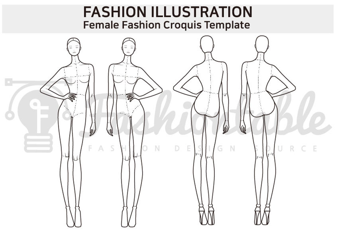 Female Fashion Croquis Template Etsy