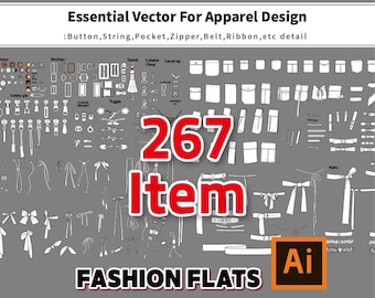 Fashion Design Vector Set - 267 Apparel Elements for Adobe Illustrator