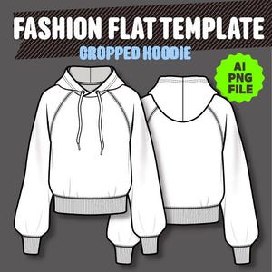 Cropped Hoodie Fashion Flat Sketch Fashion Template