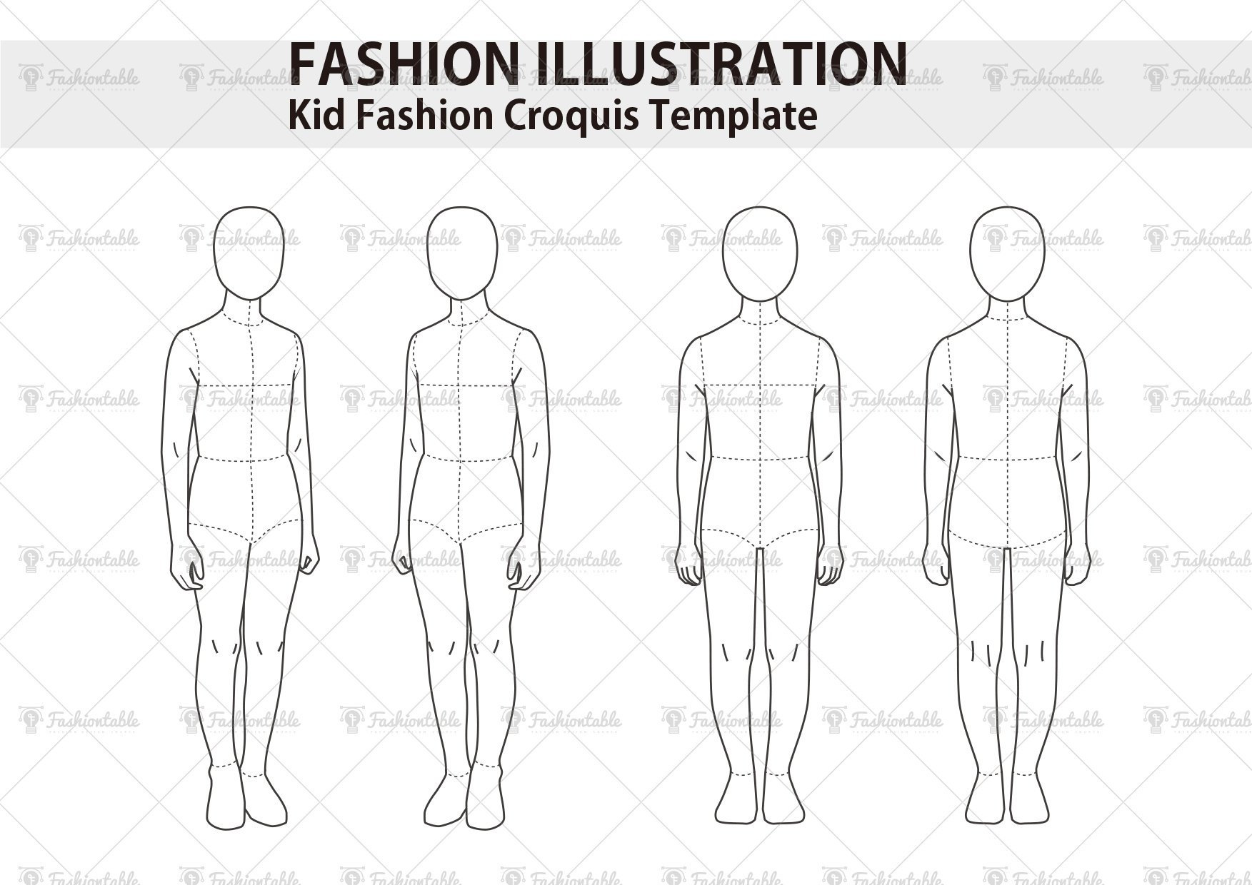 Fashion Sketchbook with Figure Templates for Kids: 280+ Templates