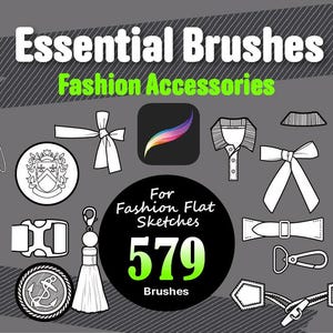 Set di pennelli Procreate Fashion, 579 accessori per schizzi piatti (download digitale)