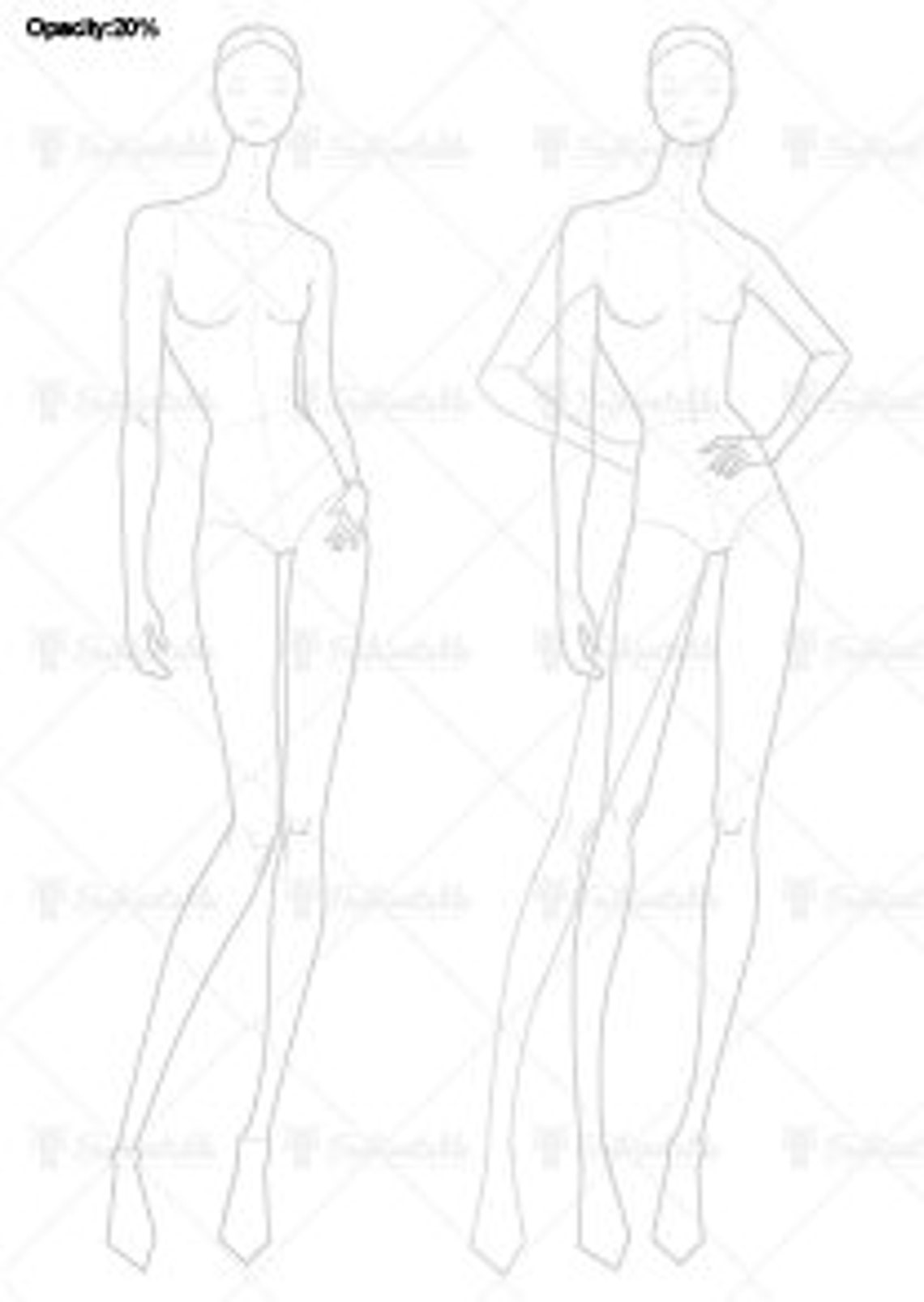 Female Fashion Croquis Template Etsy
