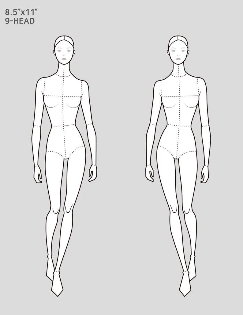 Female Fashion Croquis Template 9 Etsy Female Fashion Croquis Template 9 Etsy