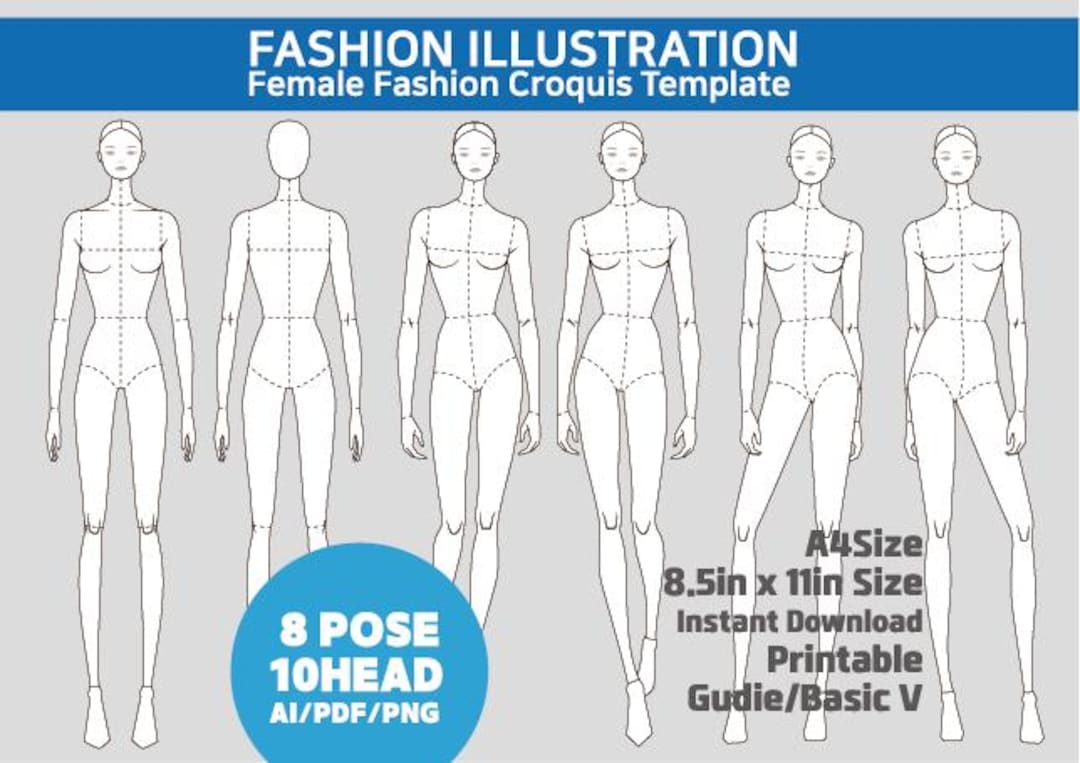 10 Head Croquis Measurement Female Catwalk Plus Size Model Croqui