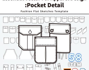 AI-58 Pocket Vector Templates for Fashion Design in Adobe Illustrator
