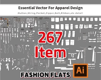 Fashion Design Vector Set - 267 Apparel Elements for Adobe Illustrator