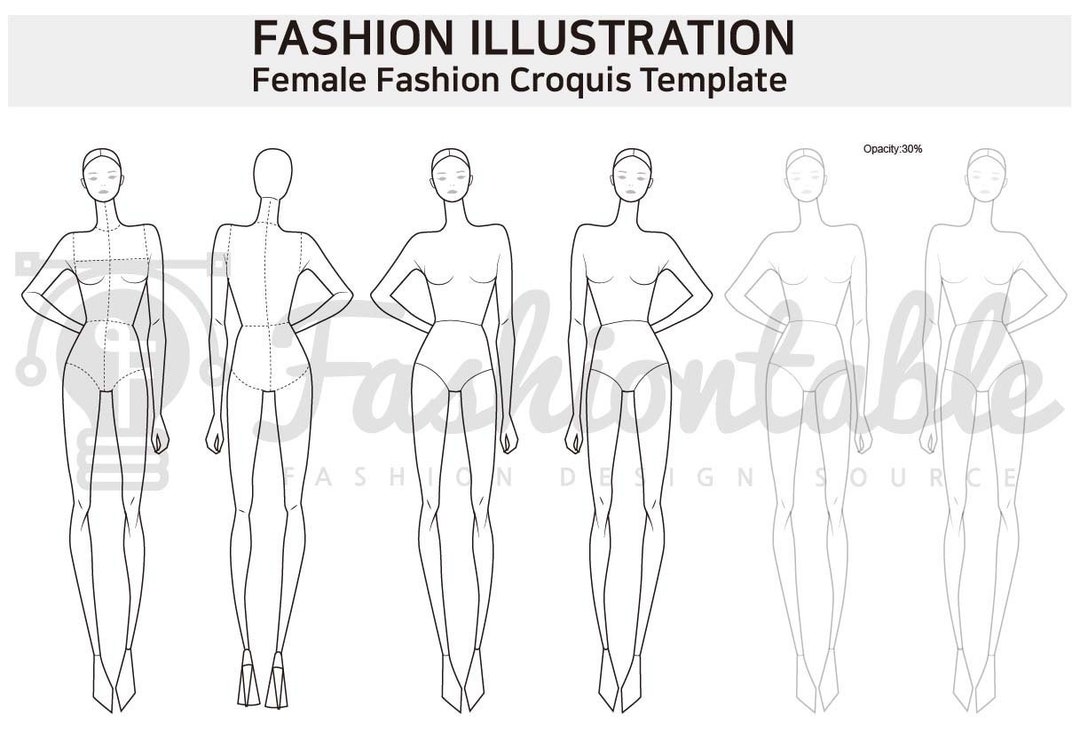 Female Fashion Croquis Template - Etsy
