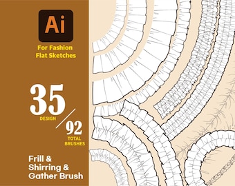 35 Fashion Flat Sketch Brushes – Frill, Shirring, Gather (Adobe Illustrator)