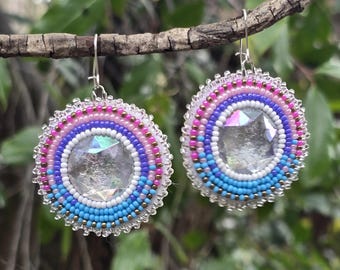 Aleut Nebula Beaded Earrings, w/ Purple