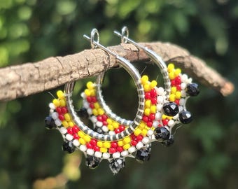 Aleut Good Medicine Beaded Bling Hoop Earrings