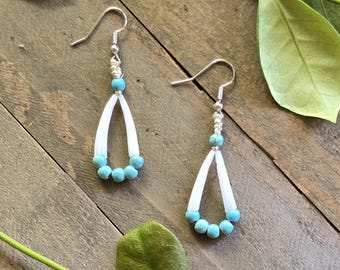 Aleut Dentalium & Turquoise Beaded Earrings