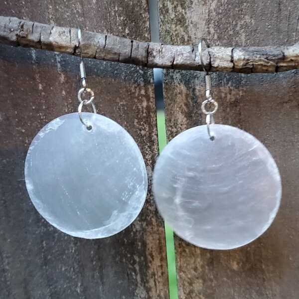 Aleut Shell Disc Earrings w/ Stainless Steel