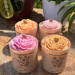 Floral wildflower candle, homemade coconut wax candle, herbal intentional candle