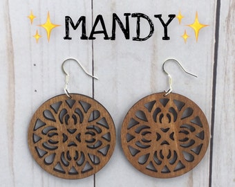 Wooden Earrings, Lightweight Large Earrings MANDY