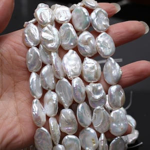 Hilo de perlas barrocas naturales de agua dulce, cuentas espaciadoras irregulares (18 cm)