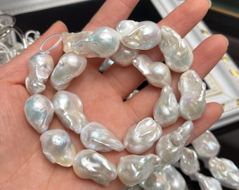 Perles de perles baroques naturelles : brins de boules de flammes blanches irrégulières pour la fabrication de bijoux