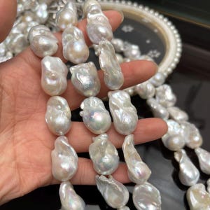 Natural Baroque Pearl Beads: Irregular White Flameball Strand for Jewelry Making image 4