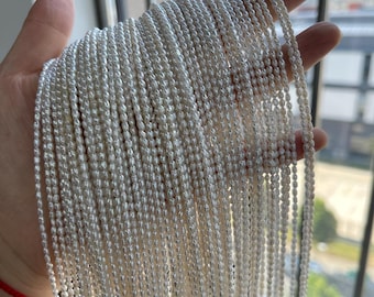 2-3mm Rice Pearl Strand, Natural Freshwater Beads, DIY Jewelry Making