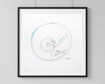 Breastfeeding art, gift for empower mother. Line art. Modern pumping mom. Milk and love. Lactation room art, stay home decor. Eco pack.