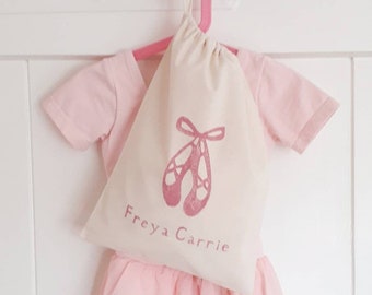 Ballet bag | drawstring | Personalised | Hand printed | Party bag | Gift bag | School | Nursery