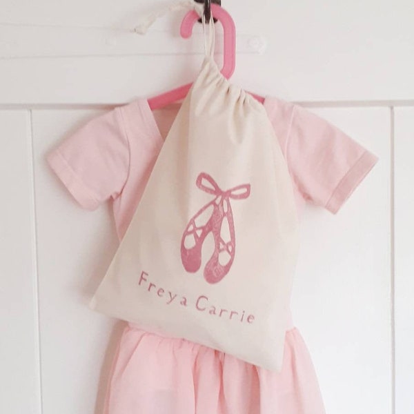 Ballet bag | drawstring | Personalised | Hand printed | Party bag | Gift bag | School | Nursery