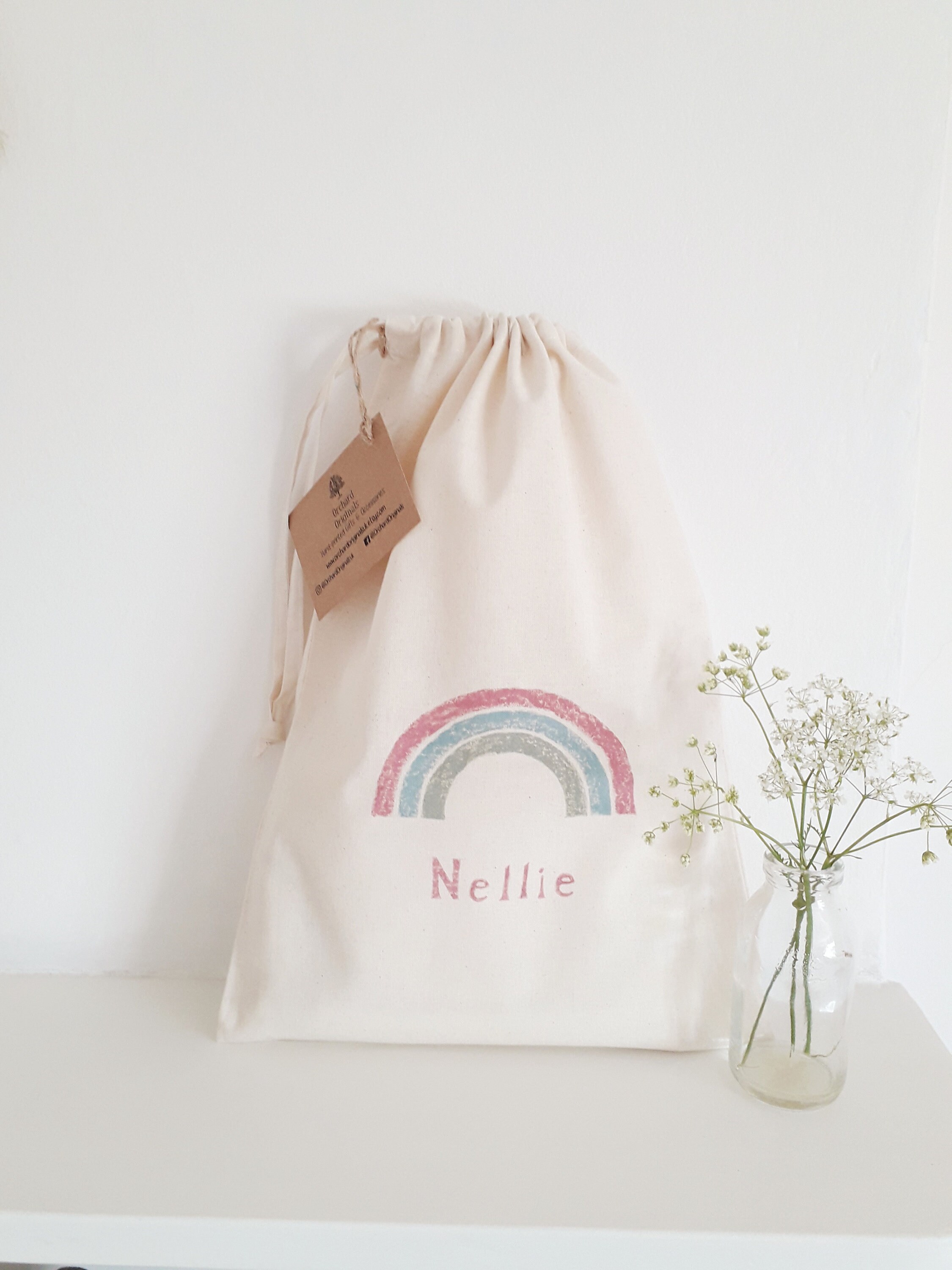 personalised small drawstring bag