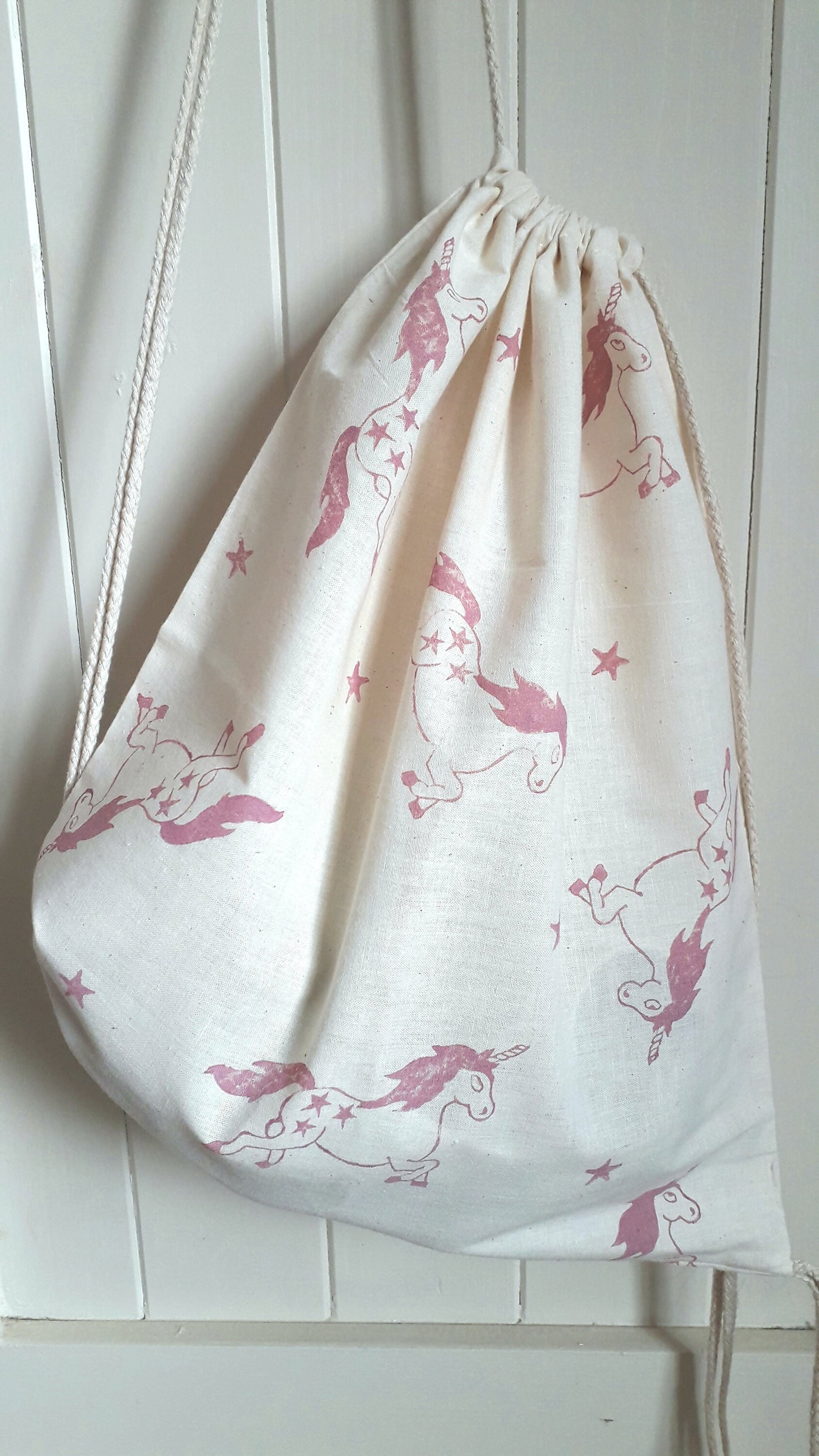 Pram Bag Choose from 10 colours and 4 animals Personalised Animal Drawstring PE Bag ideal for Nursery Childminder 100/% Cotton