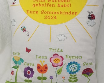 Kissen zum Abschied, Kindergarten, Tagesmama,Blumen, 40x40