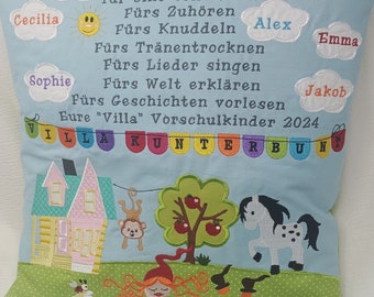 Kissen zum Abschied, Kindergarten, Tagesmama,Villa, Kunterbunt ,  40x40