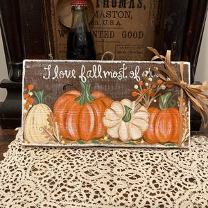 Handpainted Pumpkin Fall Sign: Distressed Wood Harvest Decor