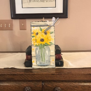 Handpainted Sunflower Wood Art: Rustic Farmhouse Decor