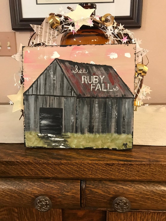 See Ruby Falls Rustic Tennessee Barn Handpainted Onto Wood Etsy