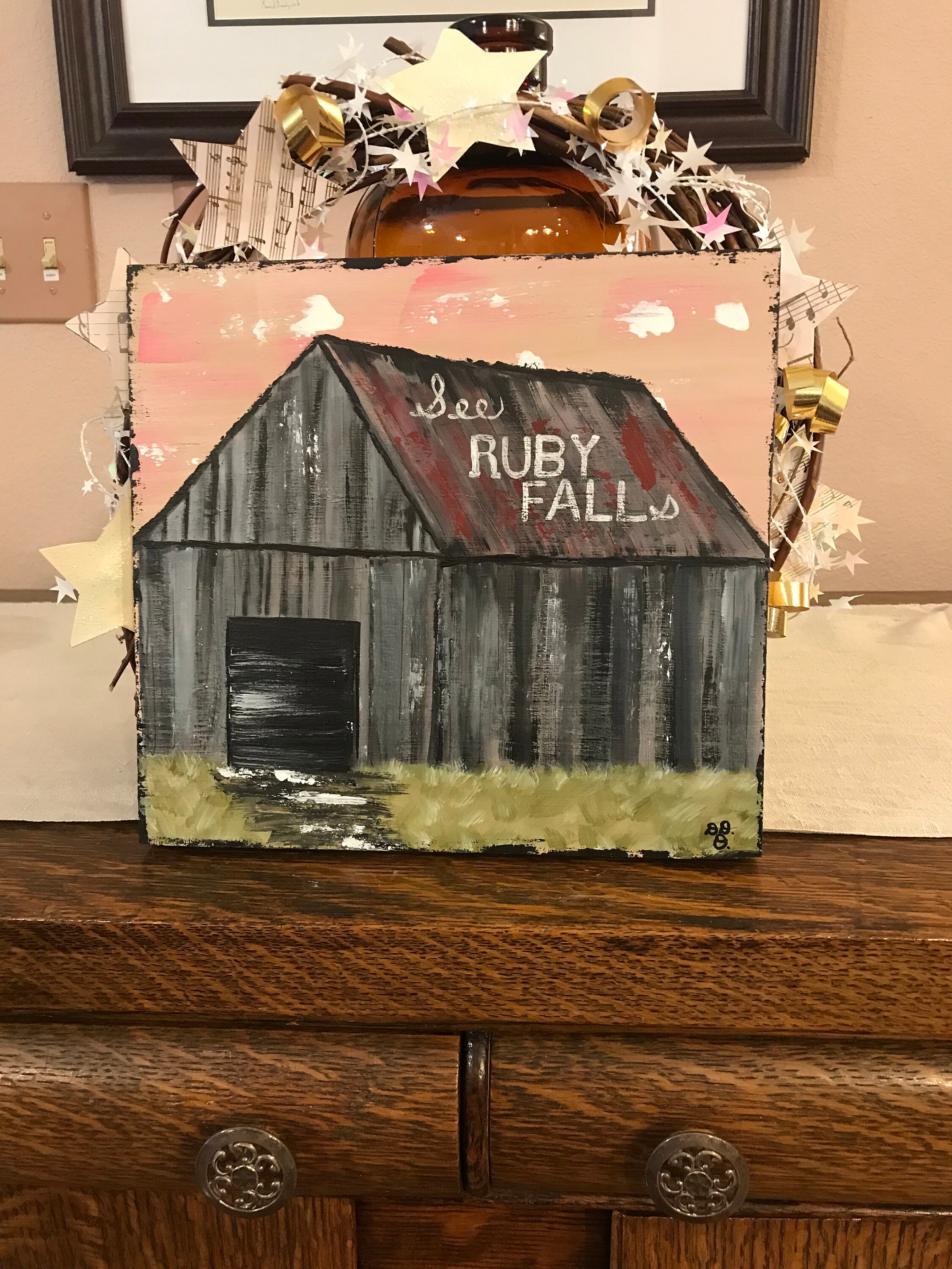 See Ruby Falls Rustic Tennessee Barn Handpainted Onto Wood Etsy