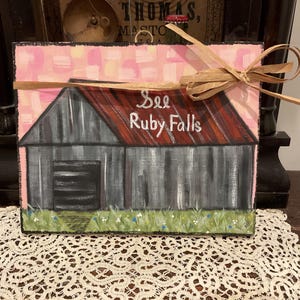 See Ruby Falls Barn Painting: Rustic Tennessee Sign Art