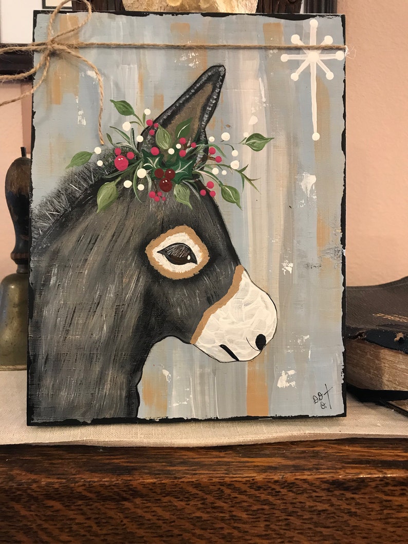 Friendly beast humble donkey handpainted Christmas donkey Etsy
