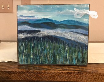 Smoky Mountains Painting: Original Appalachian Landscape Art on Wood