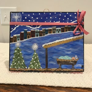 Jesus, handpainted nativity, Bethlehem, original art on wood,  Christmas nativity on wood, Christmas decor, Christmas art, rustic art