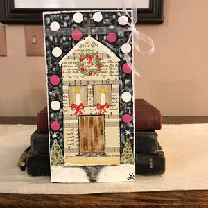 Whimsical Christmas Church Folk Art: Snowy Hymnal Page Wood Decor