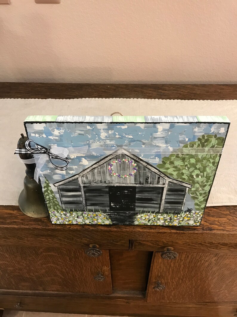 Spring Barn With Florals Farm Barn Old Gray Barn Rustic Old | Etsy